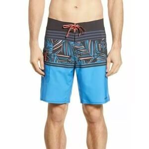 Patagonia Men Board Shorts 34 Blue Rain Fern Stripe Resort Vacation Tropical